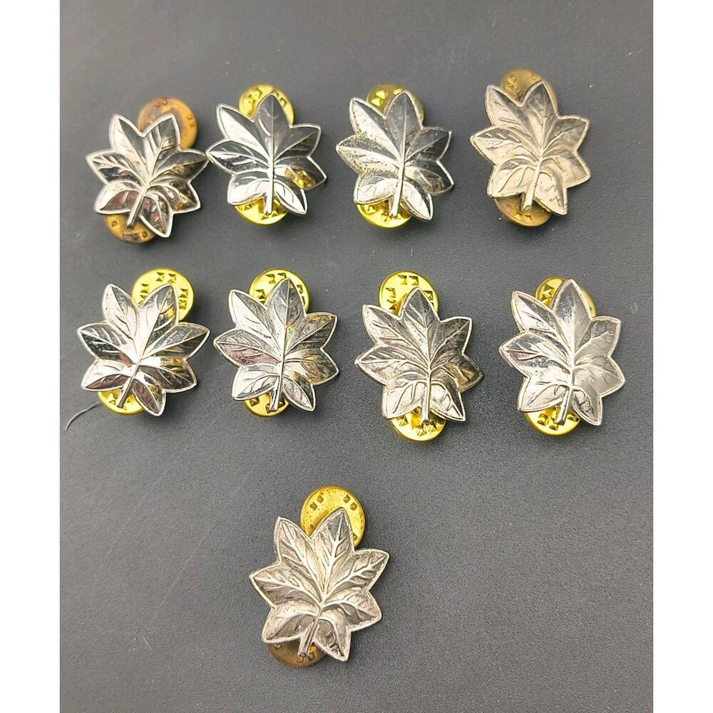 Vintage Sterling Silver US Army Lt Colonel Shoulder Insignia - LTC Oak Leaf Pin
